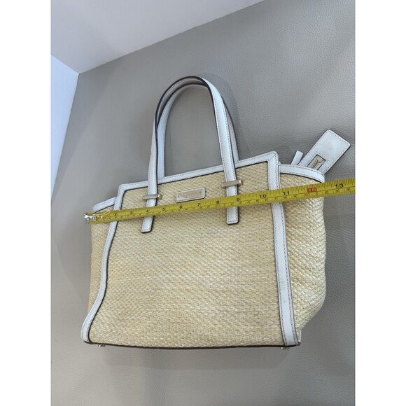 Kate Spade Cedar Street Straw Medium Tote Bag White Straps h - Picture 7 of 14